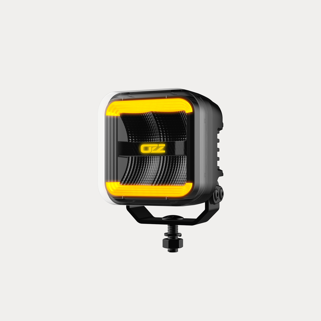 OZZ SQR 3-inch LED work light with amber R65 warning light