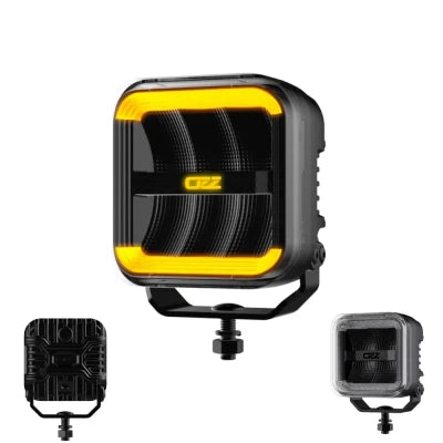 OZZ SQR 5-inch LED work light with amber R65 warning light