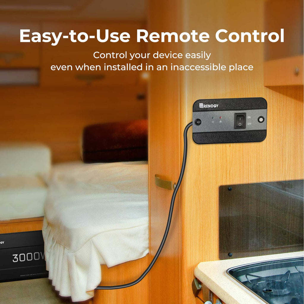 Renogy 3000W 12V pure sine wave inverter wired remote control feature