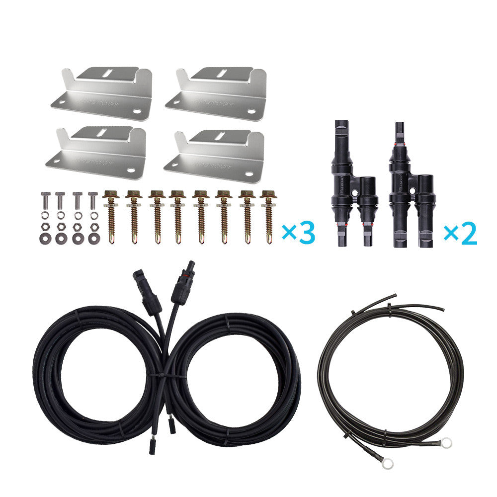 Wiring and Mounting Kit For Three Solar Panels Setup