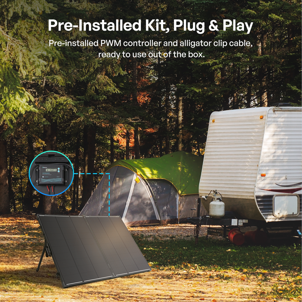 Renogy 200W N-Type portable solar suitcase kit setup detail