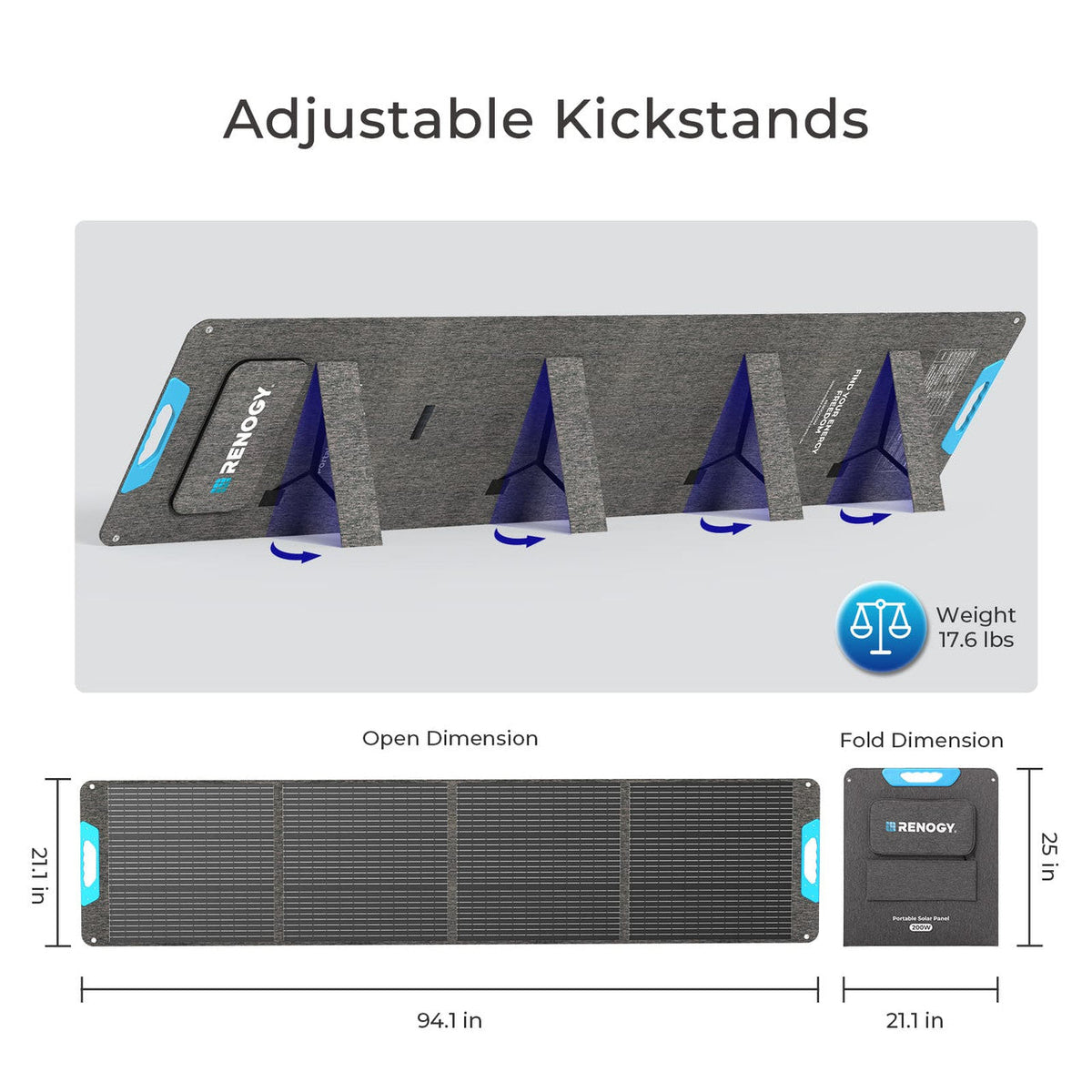 Renogy 200W E.FLEX portable solar panel product detail view
