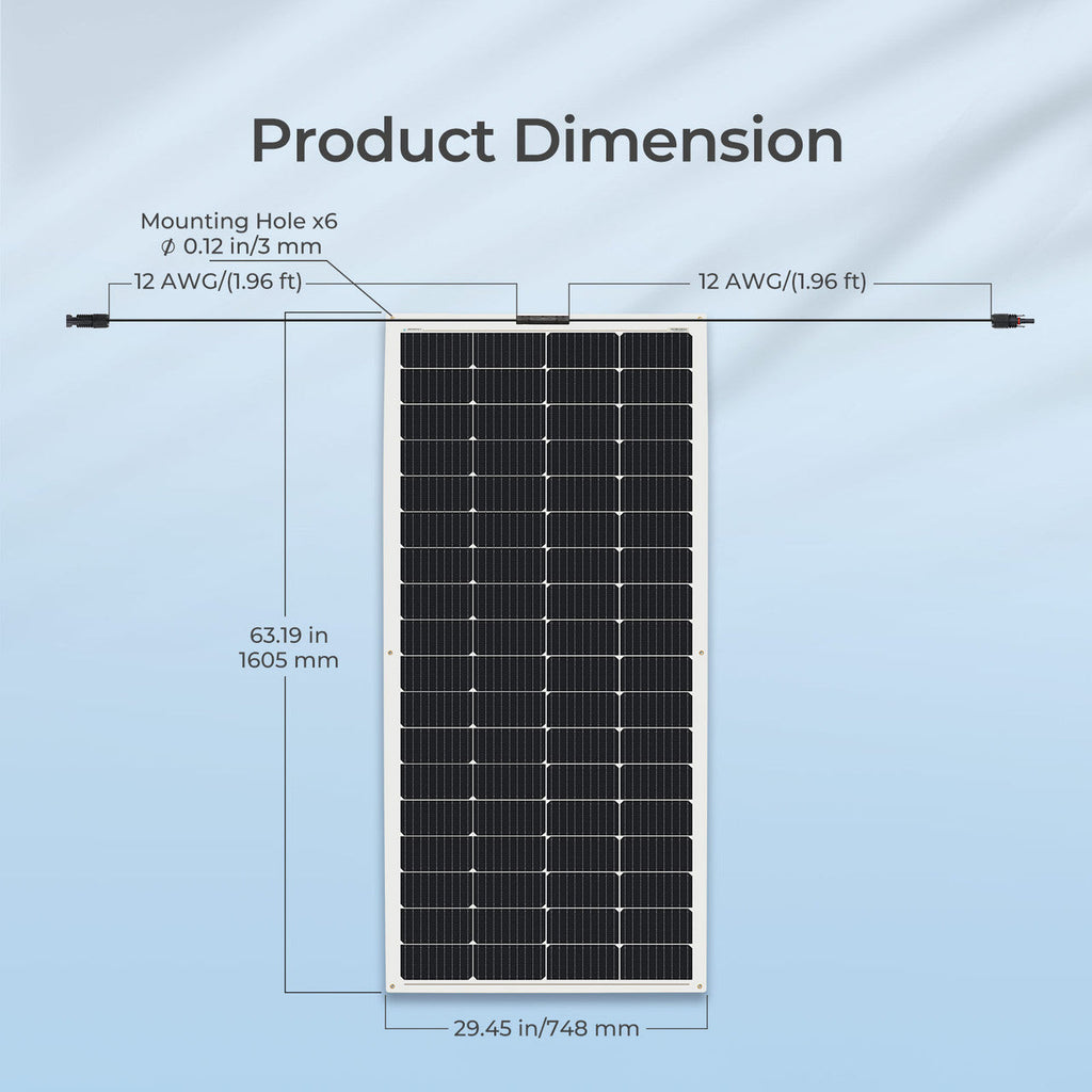 Renogy 200W flexible monocrystalline solar panel dimensions