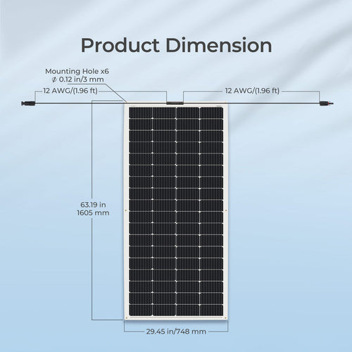 Renogy 200W flexible monocrystalline solar panel dimensions