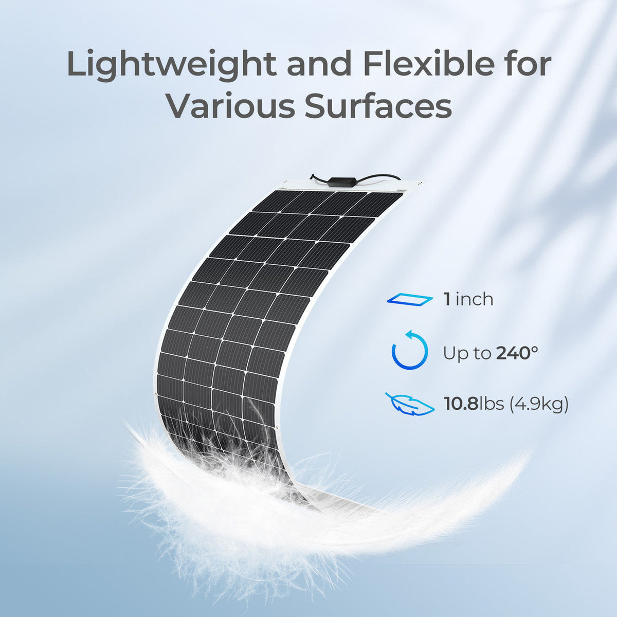 Renogy 200W flexible monocrystalline solar panel flexibility and lightweight design