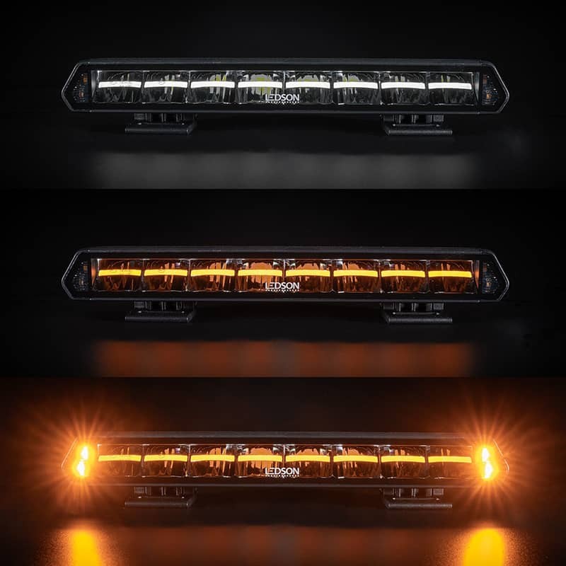 LEDSON EPIX14+ strobe LED bar showing white, amber and warning light functions