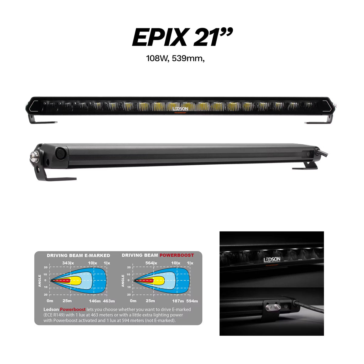 LEDSON EPIX21 Slim LED Bar 21 inch 108W Powerboost - SKU 334906189